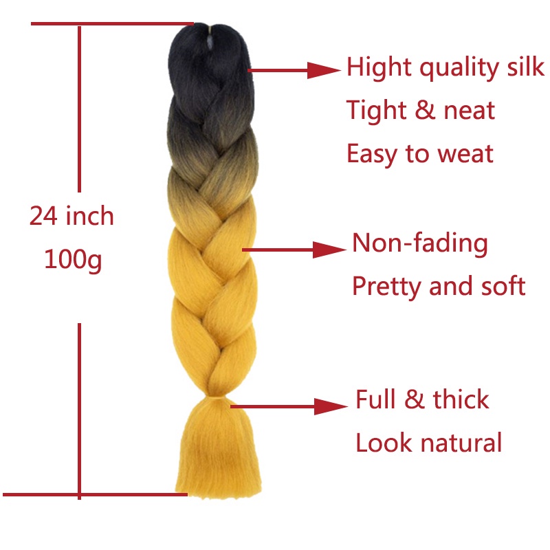 Bím Tóc Giả Thắt Bím Nhiều Màu Sắc 24 "Jumbo 100g