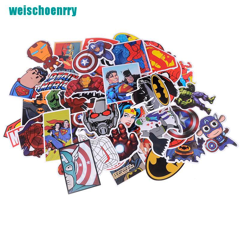 Set 50 Miếng Dán Trang Trí Hình Siêu Anh Hùng Marvel