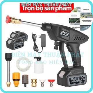 Máy rửa xe áp lực cao gia đình cầm tay total mini Pin Hitachi 199V mini giá rẻ bình phun bọt tuyết rửa xe máy cao áp