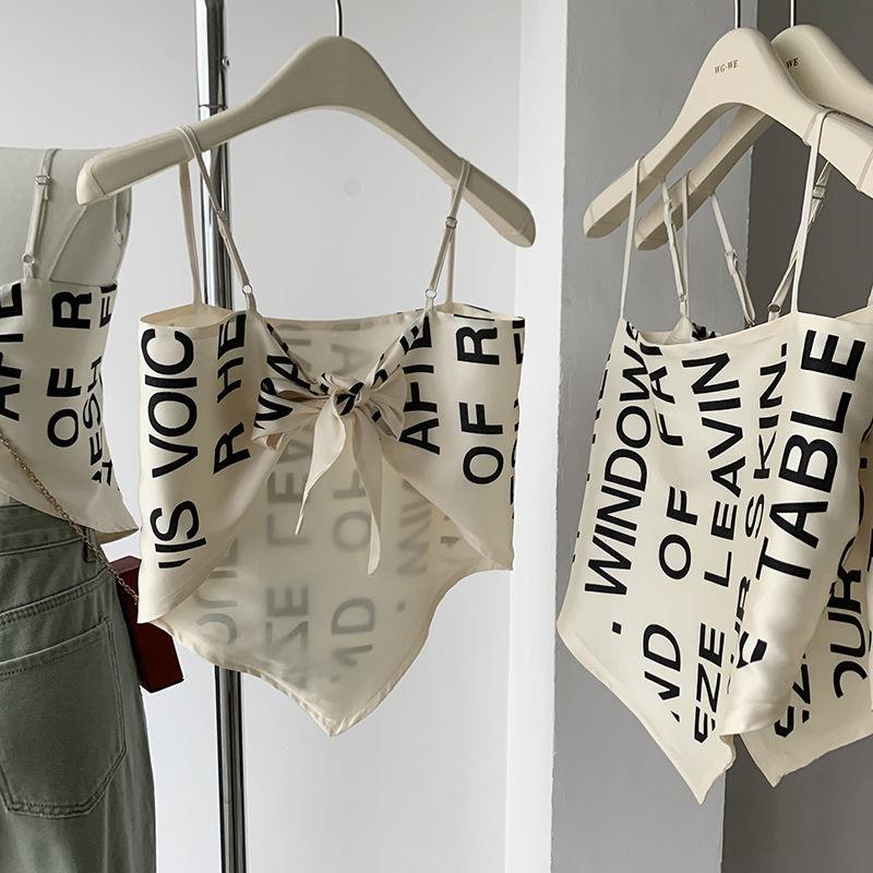 Áo Ống Vải Lụa In Chữ Quyến Rũ Thời Trang Mùa Hè Kiểu Mới 2022 Dễ Phối Đồ Dành Cho Nữ