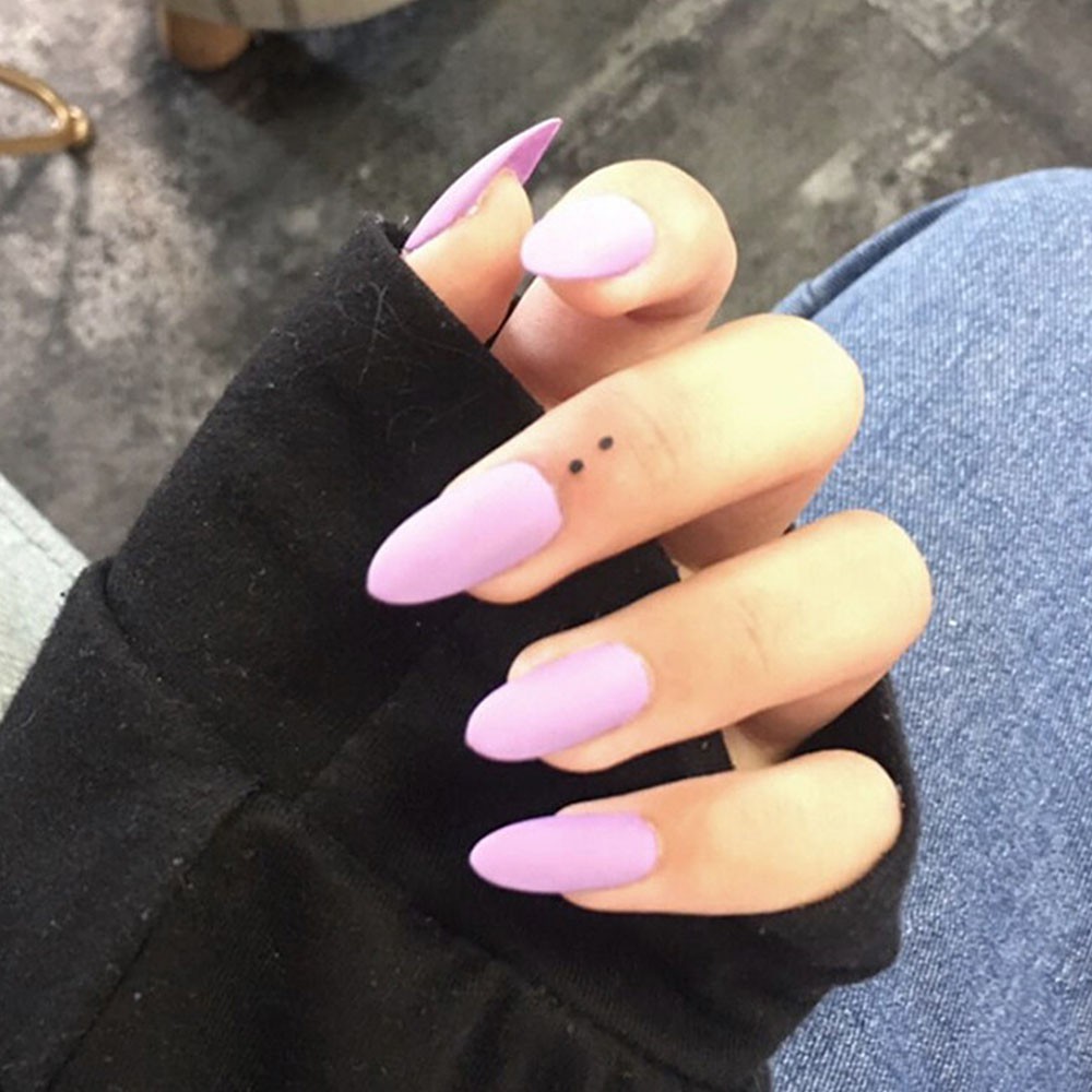 YADORNOS Set 24 Móng Tay Giả Màu Trơn Thời Trang Kèm Keo Dán Tiện Dụng