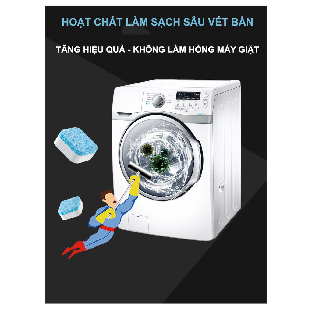 Viên Tẩy Lồng Máy GiặtDiệt khuẩn Tẩy chất cặn bẩn Lồng máy giặt nhật bản Bột vệ sinh máy giặt TLG