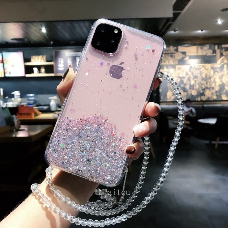 Casing iPhone 12 Mini 11 Pro Xs Max XR X 6 6S 7 8 Plus Ốp điện thoại mềm lấp lánh