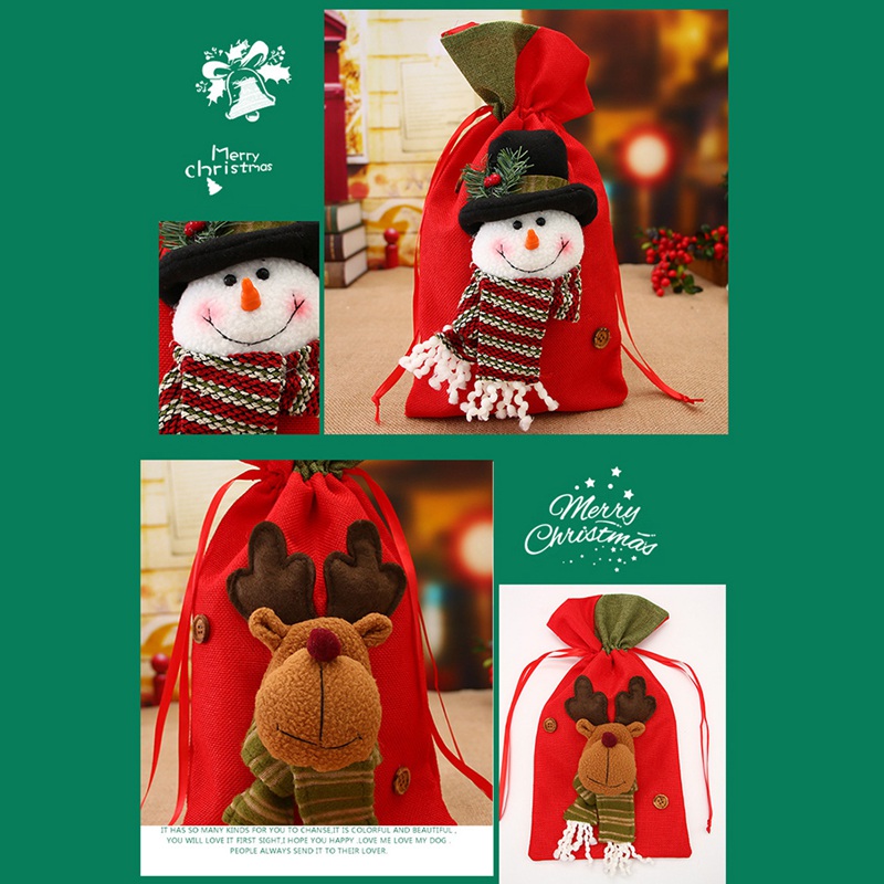 Túi Đựng Kẹo Bằng Vải Bố Với Họa Tiết Theo Phong Cách Giáng Sinh