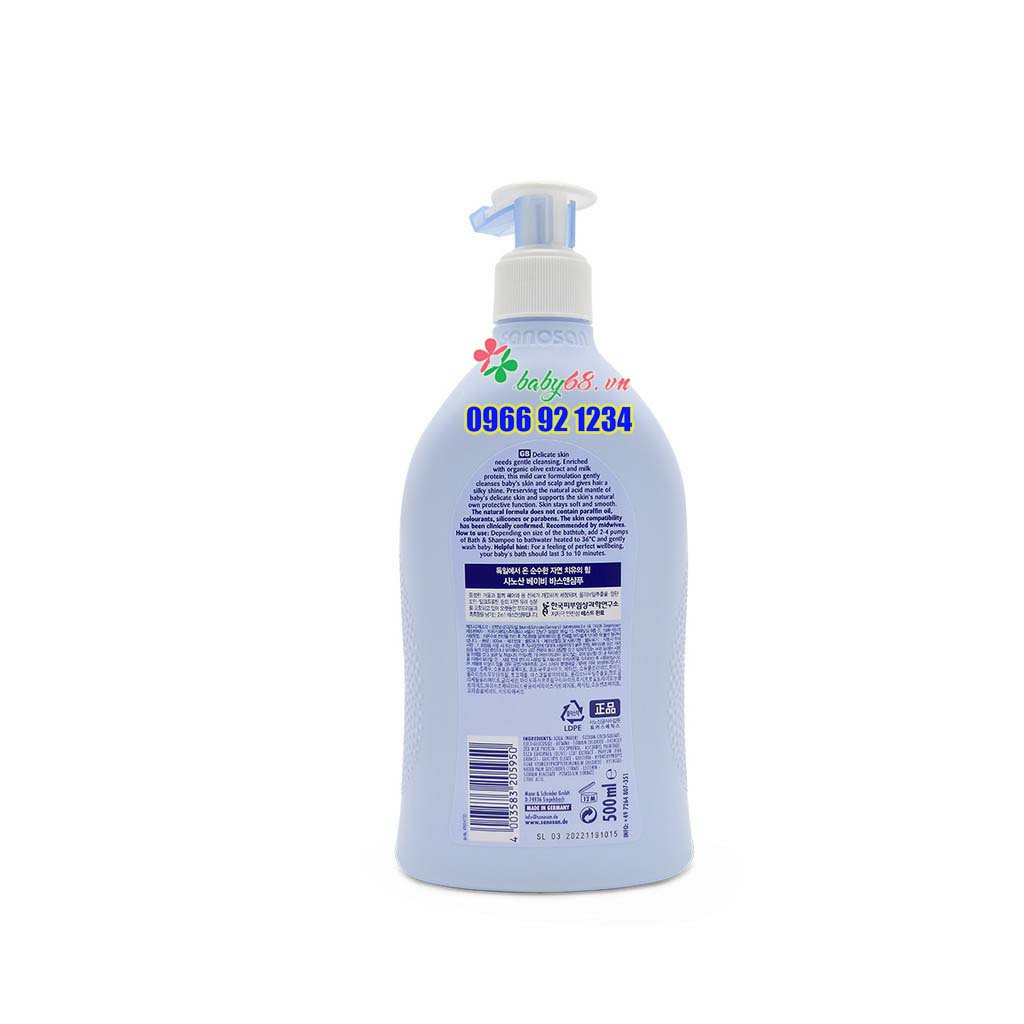 Sữa tắm gội dịu nhẹ Sanosan chiết xuất olive hữu cơ 200ml/ 500ml