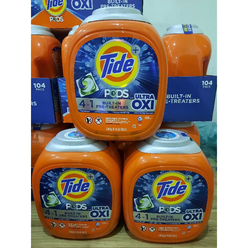Viên Giặt Xả Tide Pods 104 Viên Downy 4in1 - Ultra Oxi - Hàng Chuẩn Mỹ
