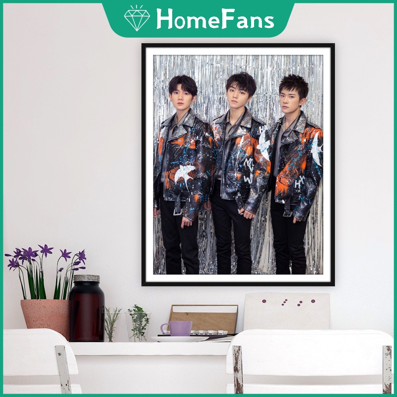 Bộ Tranh Đính Đá 5D Tự Làm 30x40cm/40x50cm Hình Ca Sĩ TFBOYS Trang Trí Nhà Cửa