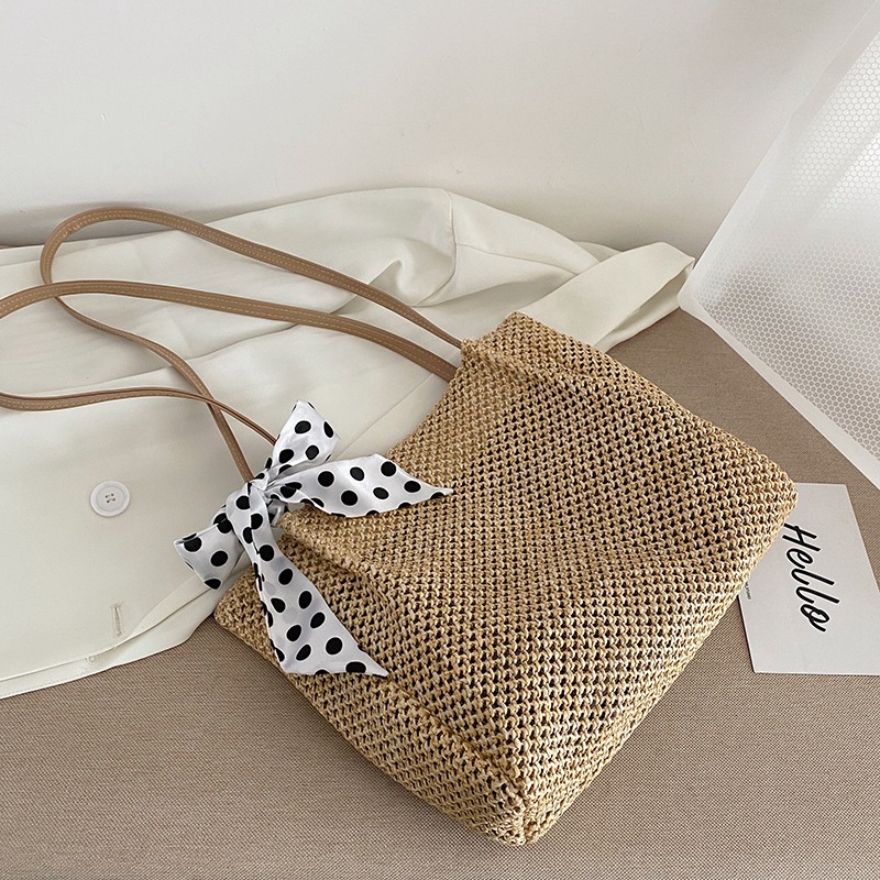 Túi cói Bằng Vải Lụa Phong Cách Hàn Quốc Thời Trang Mùa Hè Dành Cho Nữ