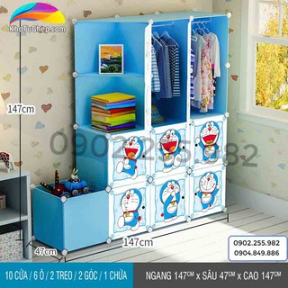 { GÍA RẺ VÔ ĐỊCH } Tủ nhựa ghép 13 ô - 10 cửa - 2 chéo chiều sâu 47cm mẫu đôraemon