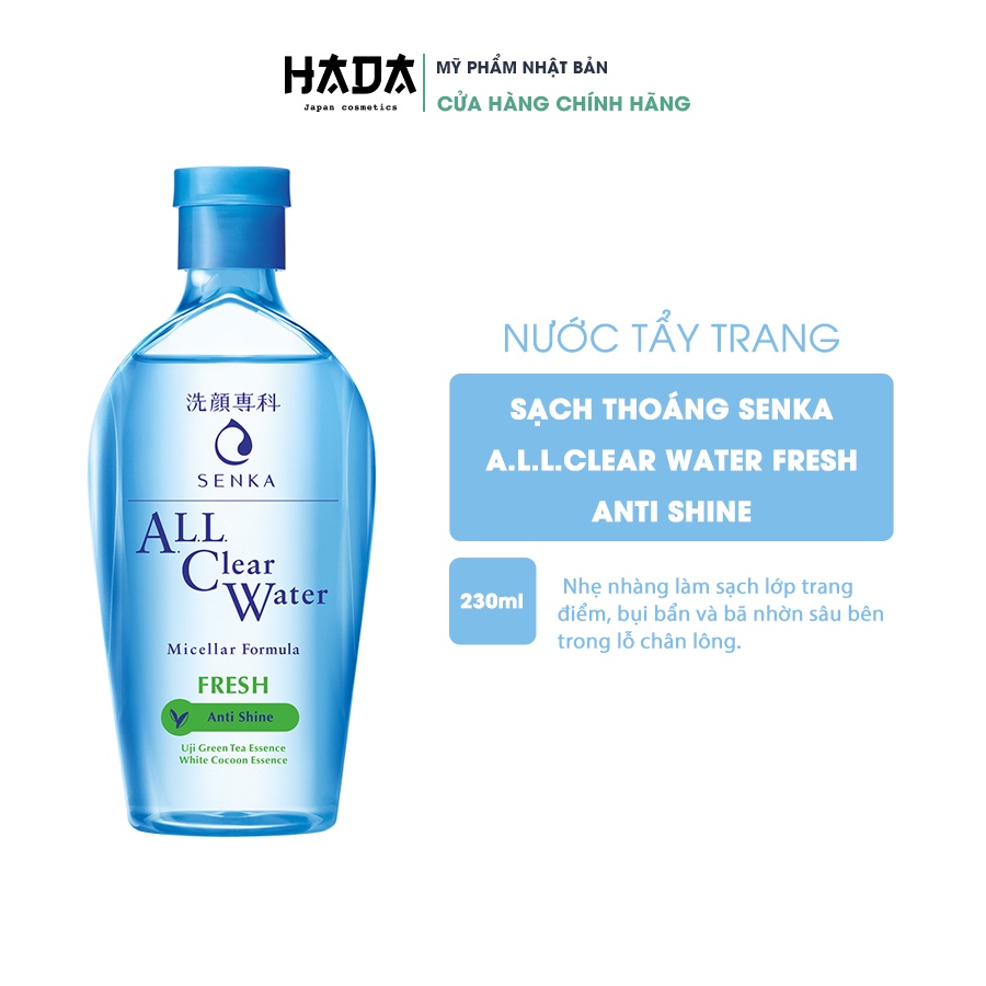 Nước Tẩy Trang Senka All Clear Water Nhật Bản 230ML Làm Sạch Lớp Trang Điểm, Bụi Bẩn, Bã Nhờn