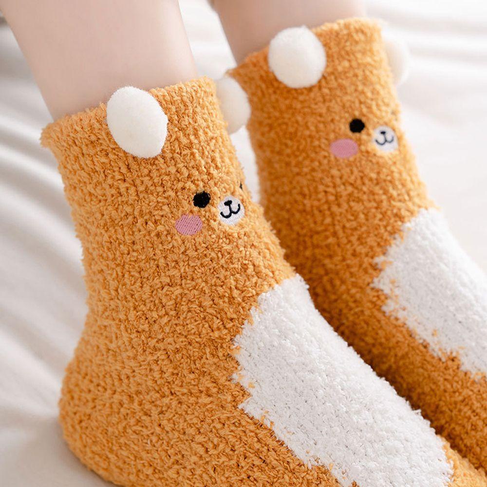 Vớ Ngủ Vải Bông San Hô Hình Gấu Trúc / Mèo Dễ Thương