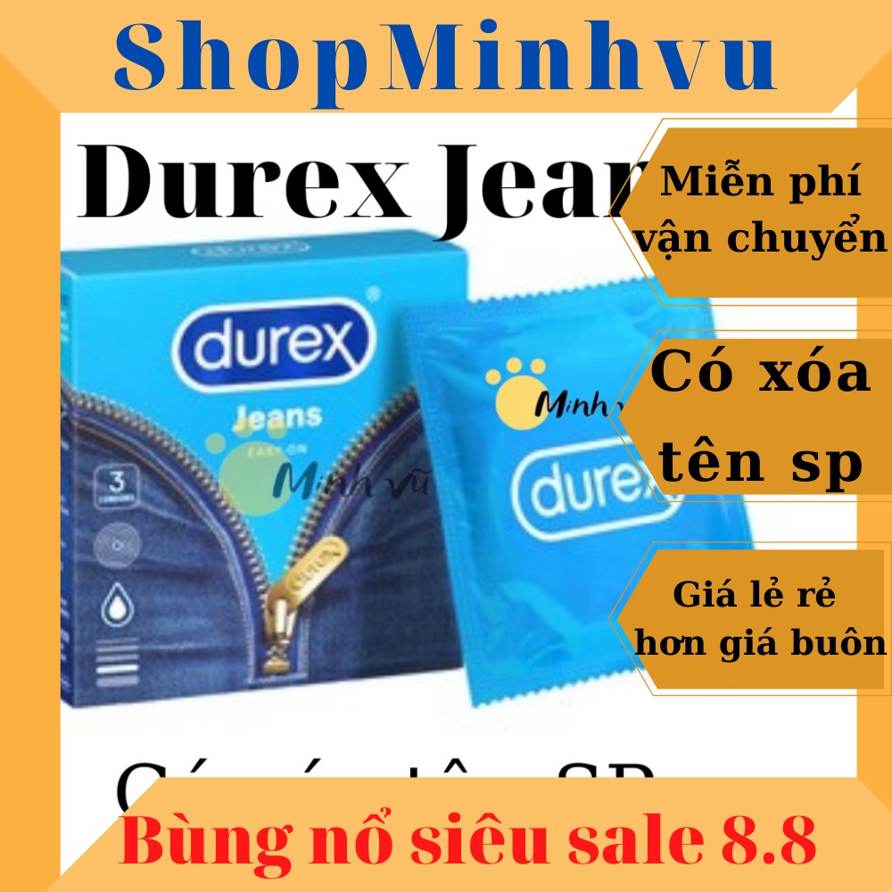 [ Có video ảnh thật ] Bao cao su Durex Jeans hộp 3 chiếc bcs durex