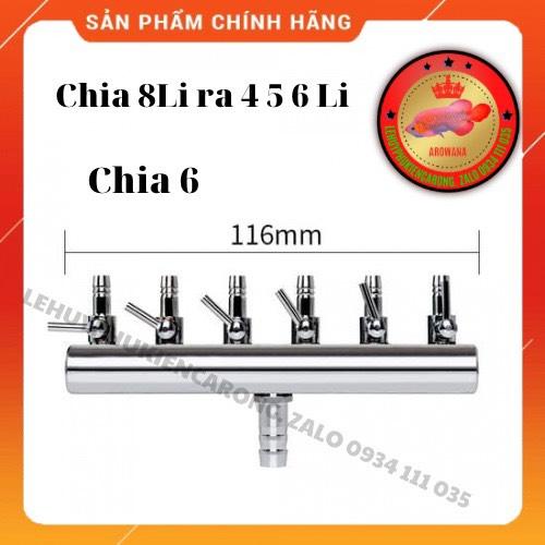 Van Inox Chia Khí Oxy/Co2 Khóa Điều Chỉnh - Đầu 8 Li Ra 4 5 6Li Chia 2 4 6 8