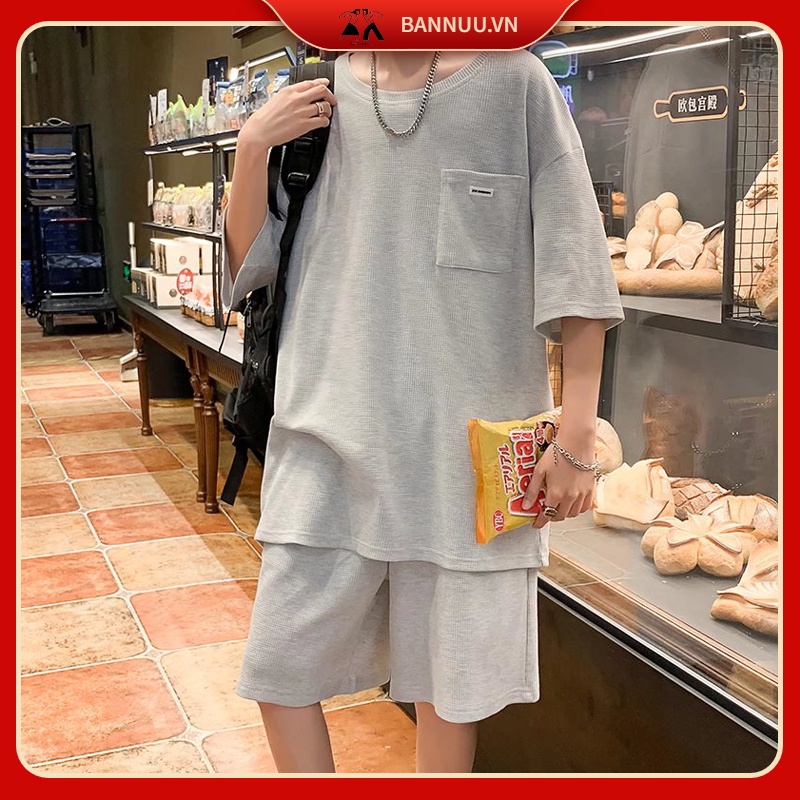 Set phong cách Hàn Quốc bộ quần áo nam Áo Thun Tay Ngắn + Quần Short đồ bộ nam Thời Trang bộ thể thao nữ