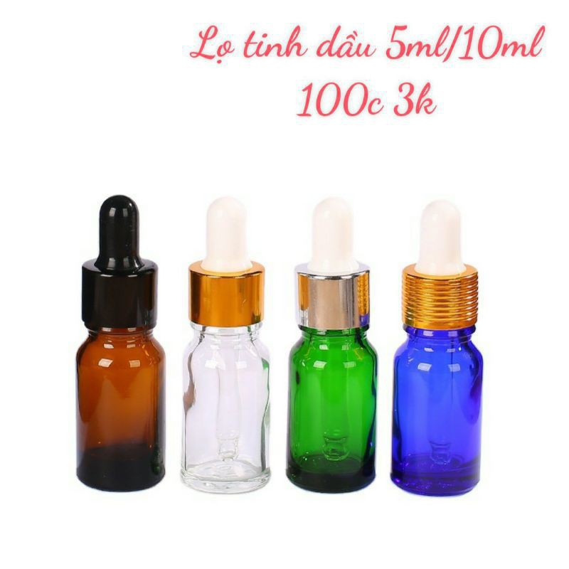 Chai lọ đựng tinh dầu 10ml/5ml Khoen vàng chiết mỹ phẩm