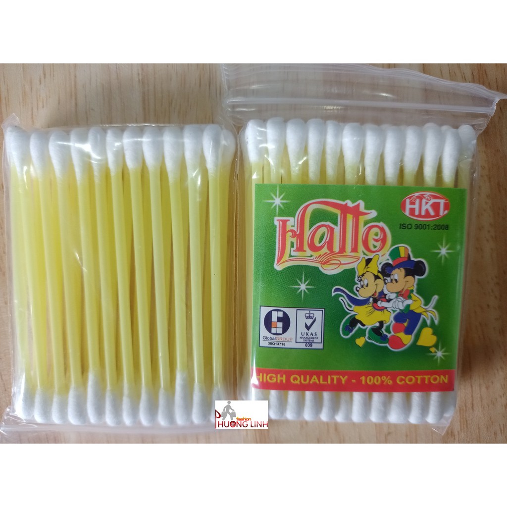 1 gói nhỏ Bông tăm thân nhựa mềm, bông tăm xe chặc, độ to vừa để sử dụng