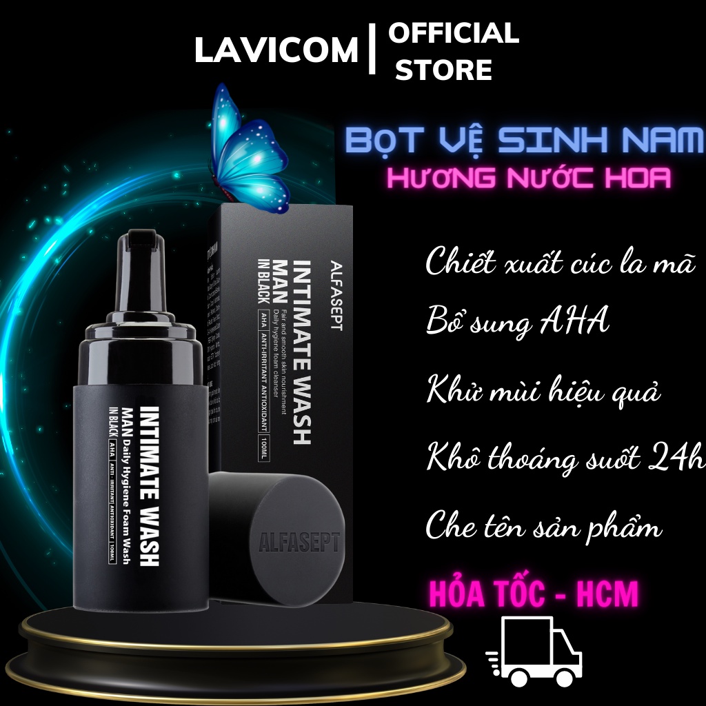 Bọt Vệ Sinh Nam ALFASEPT Intimate Wash For Men In Black Chai 100ml hương nước hoa