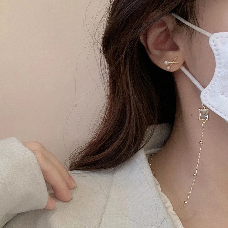 Dây Đeo Giữ Mắt Kính Chống Thất Lạc Màu Vàng Đồng Đính Ngọc Trai Thời Trang