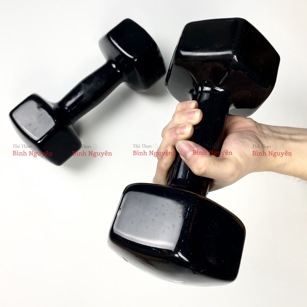 Tạ tay 8kg 10kg Yuko lõi gang đặc bọc cao su bền bỉ nhỏ gọn tập gym thể hình chống trơn trượt, xước vỡ sàn