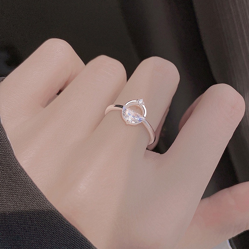 Nhẫn Hở Mạ Bạc 925 Đính Đá Zircon Thời Trang Phong Cách Hàn Quốc Cho Nữ