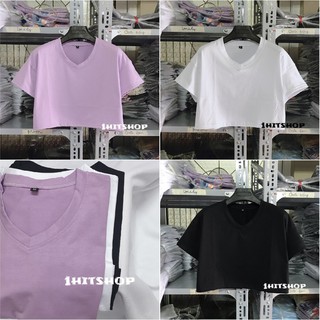 Áo Thun Nữ CROPTOP Cổ Tim Trơn ATN01