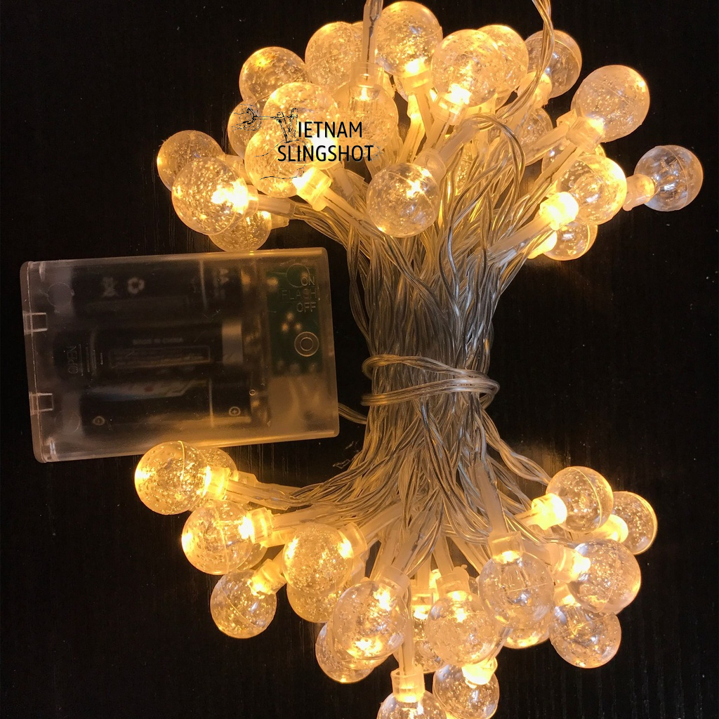 Đèn LED trang trí dây bóng tròn vàng ấm không nháy dùng pin tiện lợi, dùng đi du lịch cắm trại dã ngoại tiện lợi-DCP7