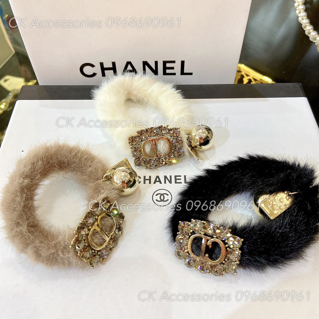 [Siêu Sale] [Ảnh thật] Buộc Tóc Nữ Lông Thỏ thương hiệu cao cấp CD gắn đá sang chảnh