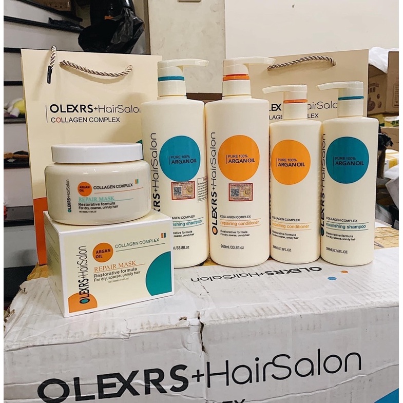 Bộ Gội Xả Olexrs Hair Salon Collagen Anh - Mọc Tóc, Phục Hồi Tóc, Chống Rụng Tóc, Tóc Nhuộm