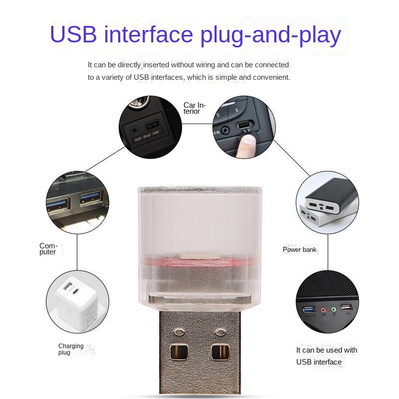 Đèn LED Không Dây Nhiều Màu Không Chói Dùng Trang Trí Xe Hơi