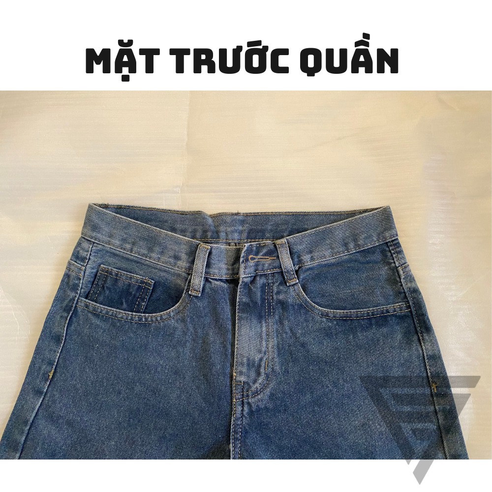 Quần baggy jean nam trơn xanh ống suông chất dày Form chuẩn như hình, quần bò jean ống rộng FFStore | BigBuy360 - bigbuy360.vn