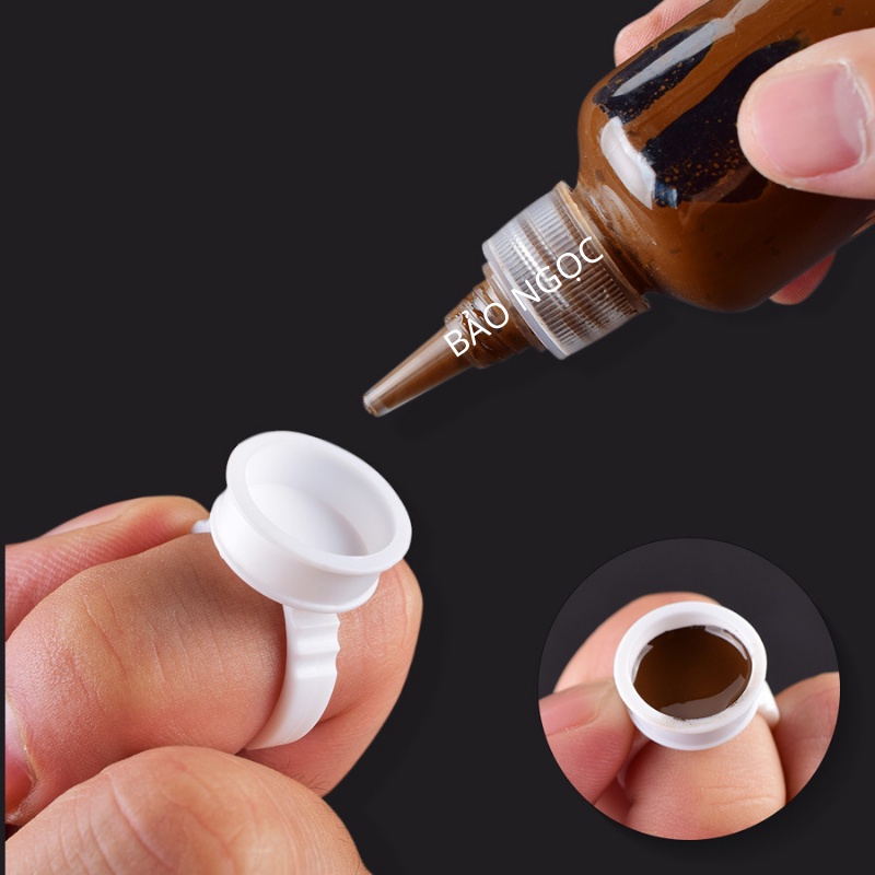 Nhẫn đeo tay nhẫn đựng mực phun xăm ,đổ keo đựng keo nối mi trơn không dính 100 chiếc/túi giá rẻ