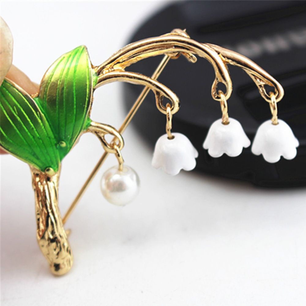 Trâm cài áo hình cây xanh và hoa đính hạt ngọc trai giả thời trang