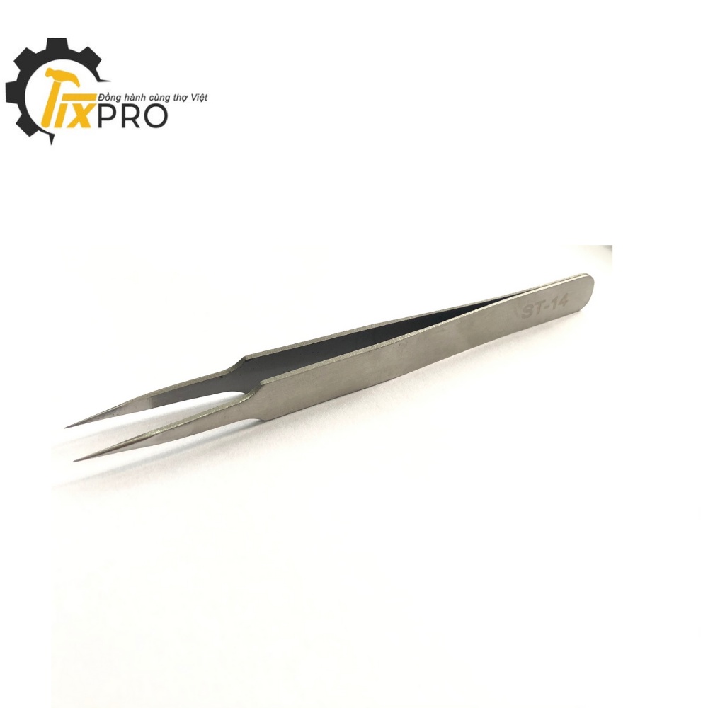 Nhíp gắp linh kiện nhọn cong ST-14 (chống tĩnh điện, thép k gỉ)