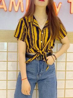 ÁO SƠ MI CỘT EO KÈM HÌNH THẬT