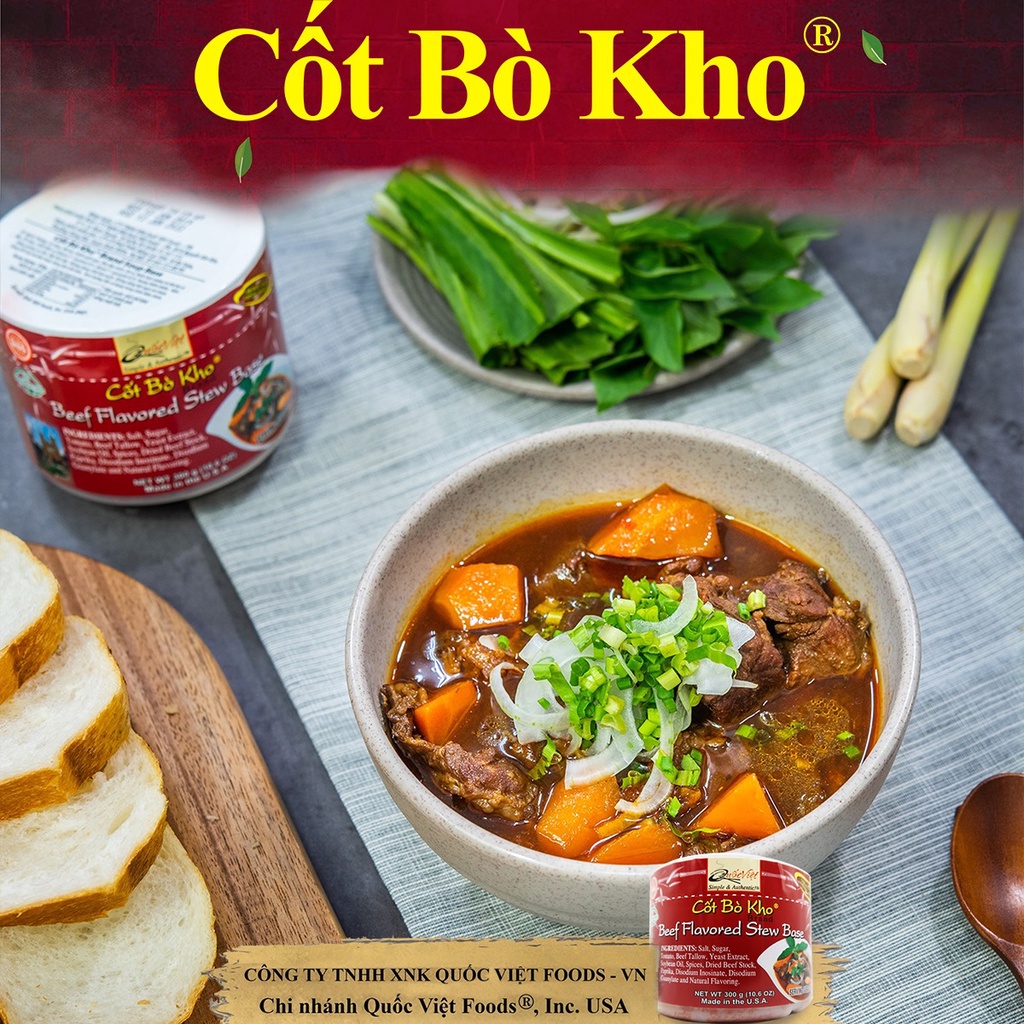 Cốt Bò Kho Quốc Việt - Nhập khẩu USA - Beef Stew Base (300g)