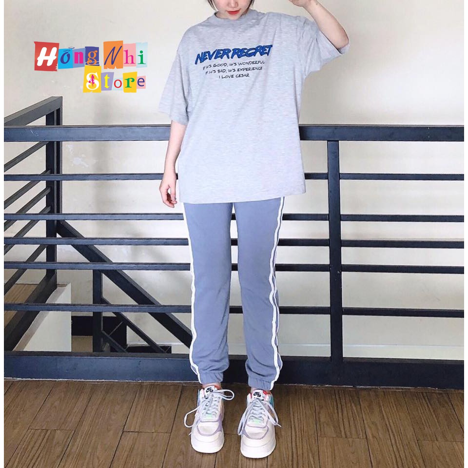 Quần Jogger Line Ulzzang Unisex Jogger Xám 2 Sọc Trắng Dáng Rộng - MM