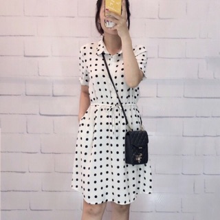 SALE 40% Đầm sơmi BSK hoạ tiết chấm bi