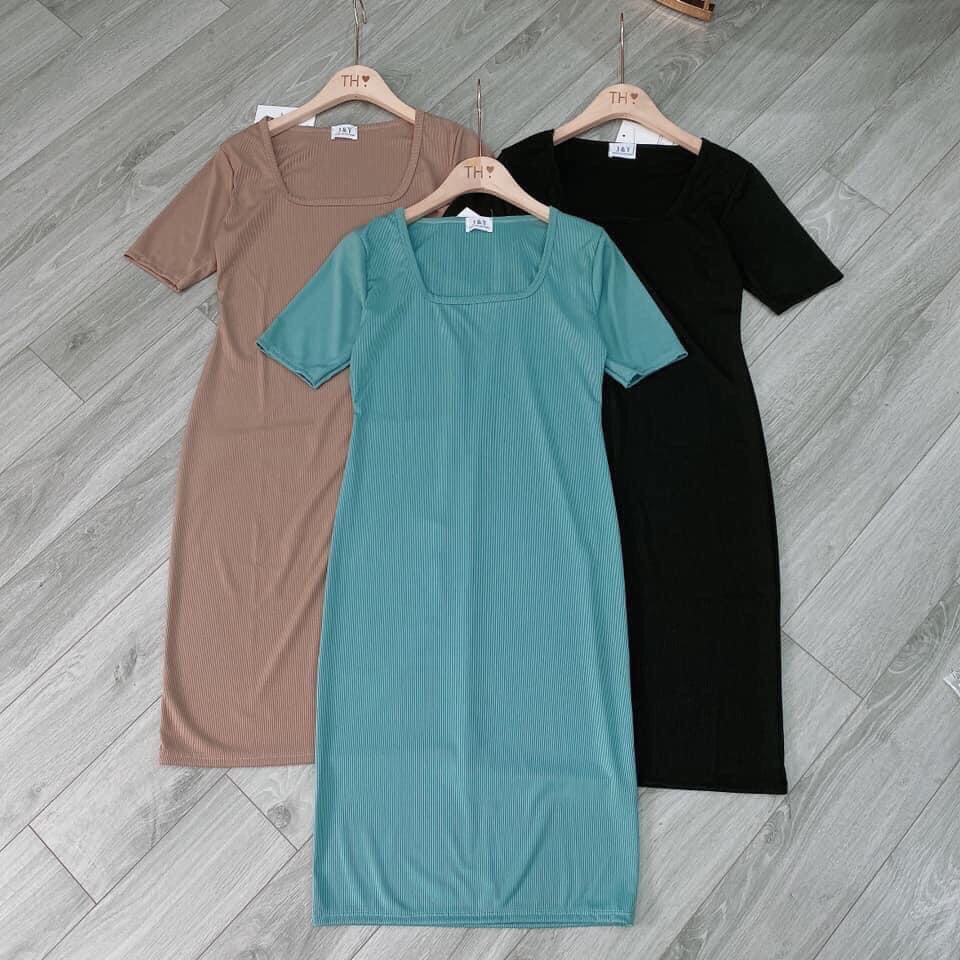 Váy Body Len Tăm Cổ Vuông, Dáng Dài Cộc Tay | BigBuy360 - bigbuy360.vn