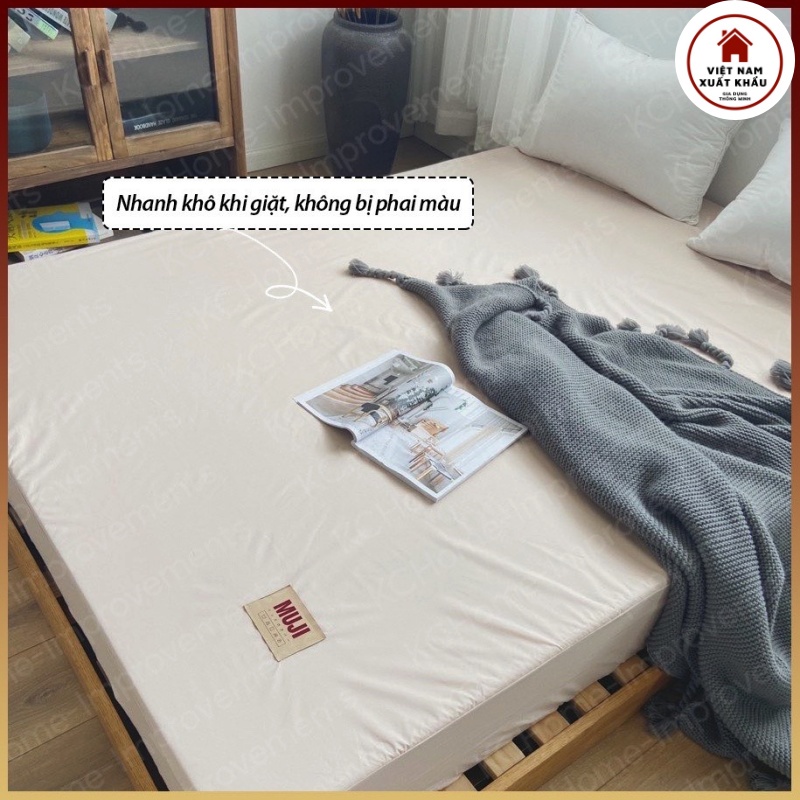 Ga Chống Thấm 2 Lớp, Bộ Drap Trải Giường Hàng M.U.J.L Xuất Nhật