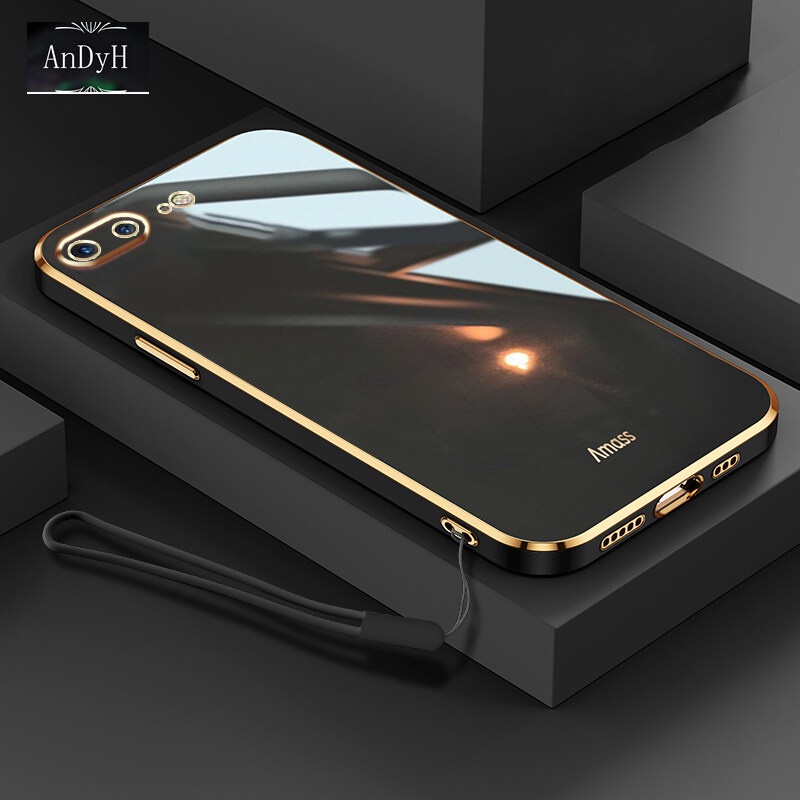 Ốp Điện Thoại Silicone Mạ Viền Sang Trọng Kèm Dây Đeo Cho iPhone 6 6s 7 8 Plus SE 2020