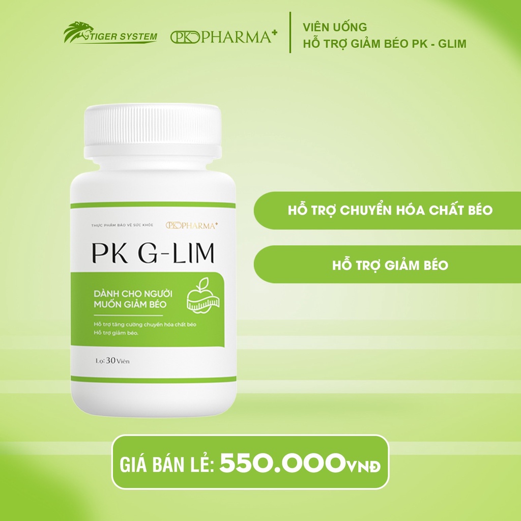 PK GLIM -Hộp 30 viên, Giúp Hỗ Trợ Giảm Béo,Tăng cường chuyển hóa chất béo,Hạn chế tích tụ mỡ thừa,làm săn chắc cơ thể