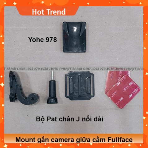 Mount gằn cằm cho camera Eken H9r, Gopro, Sj cho nón nón bảo hiểm Fullface YOHE 978 - Pat gắn giữa cằm cho Fullface