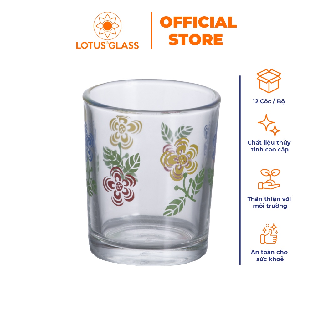 Bộ 12 cốc uống trà nóng thủy tinh LOTUS GLASS VTC75 trong suốt cao cấp, an toàn