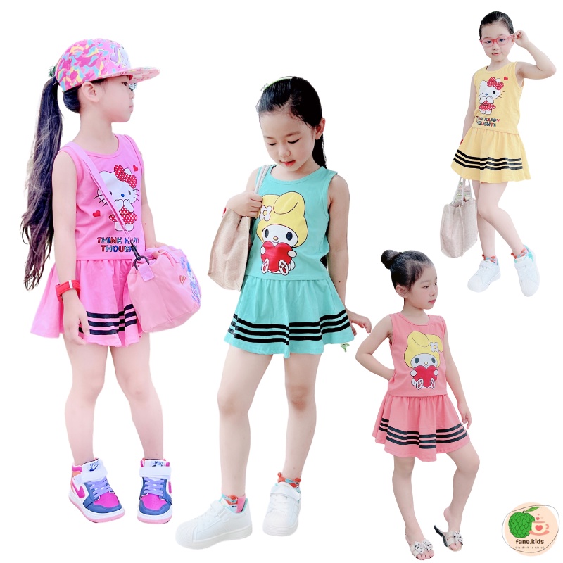 Set Áo Kèm Chân Váy Tennis Xếp Ly FANEKIDS Kiểu Nữ Sinh Hàn Quốc Cho Bé Gái 9 đến 26kg từ 3 đến 8 Tu