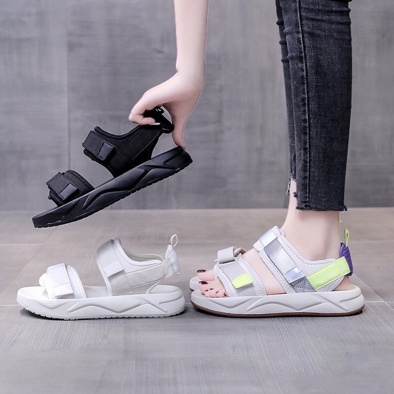 Giày MWC 2929 - Giày Sandal Đế Bằng, Giày Sandal Quai Ngang Vải Dù Đế Bằng Năng Động
