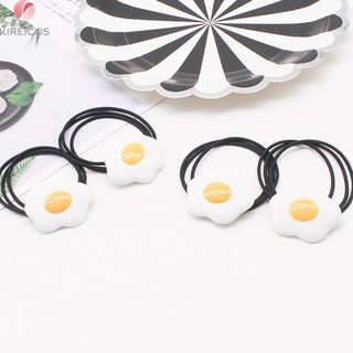 Set 5 Dây Cột Tóc Hình Trứng Ốp La Màu Đen