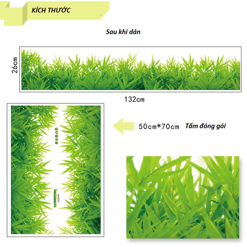 (Có video thật) Decal dán chân tường cỏ xanh 2 AmyShop 26 x 132 cm