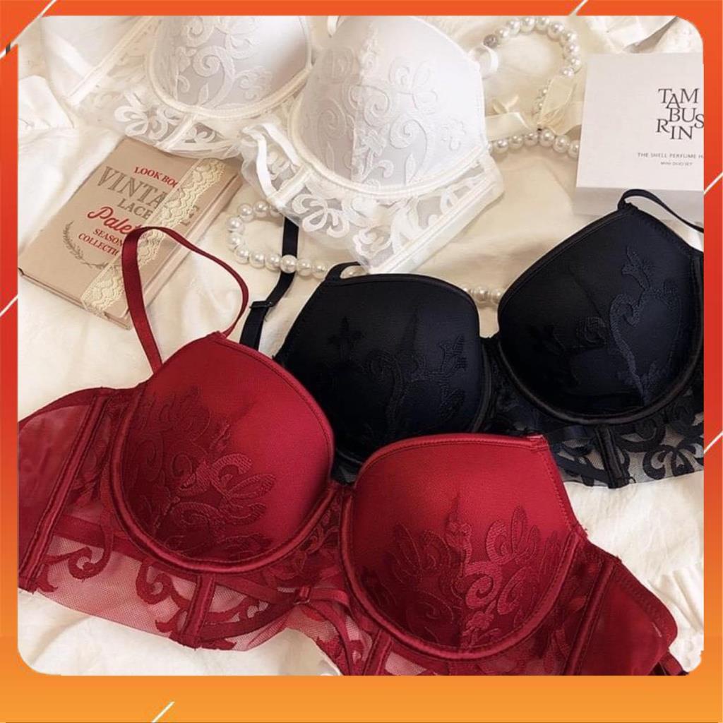 Set bộ đồ lót nữ AG ren cao cấp, áo có gọng, có mút đệm quần cạp cao B27230