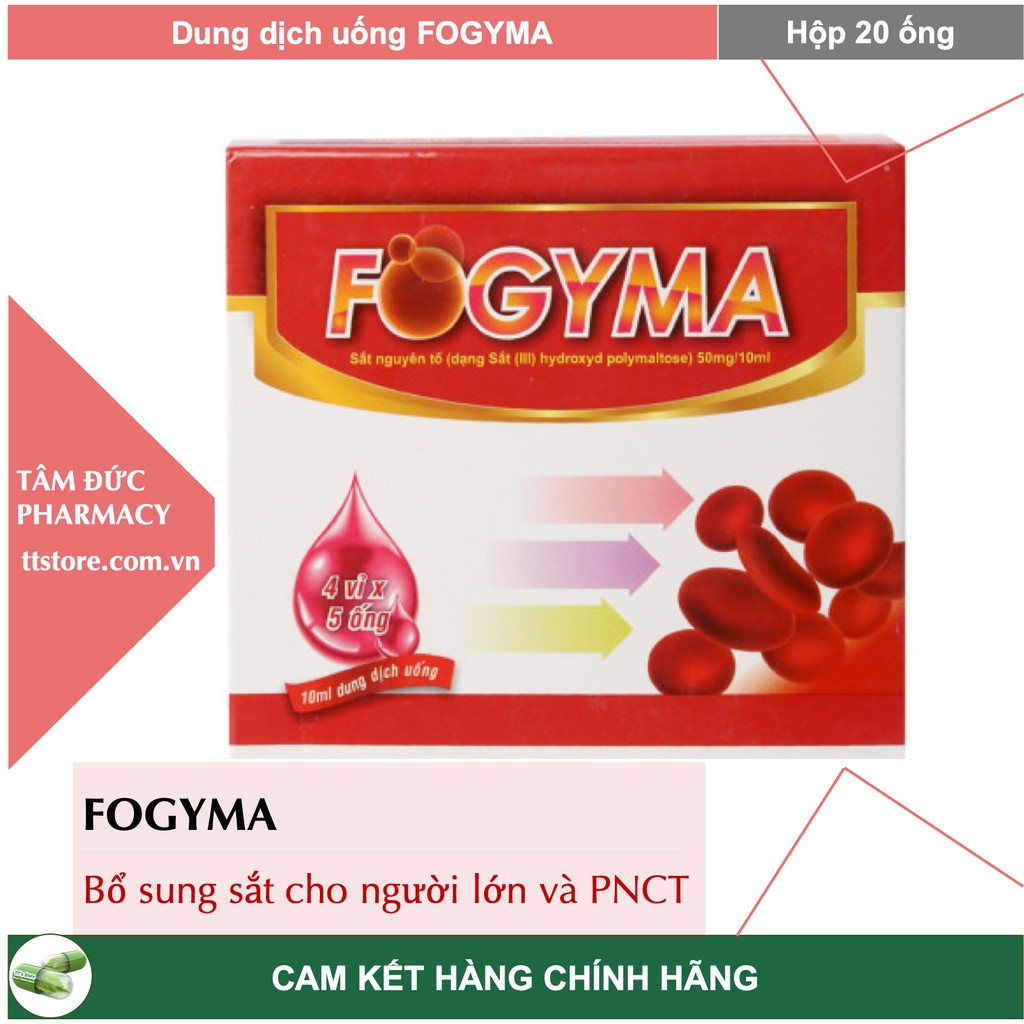 Sắt Bầu FOGYMA (Hộp 20 ống) - Fogyma sắt hữu cơ dạng nước không tanh cho bà bầu và mẹ sau sinh