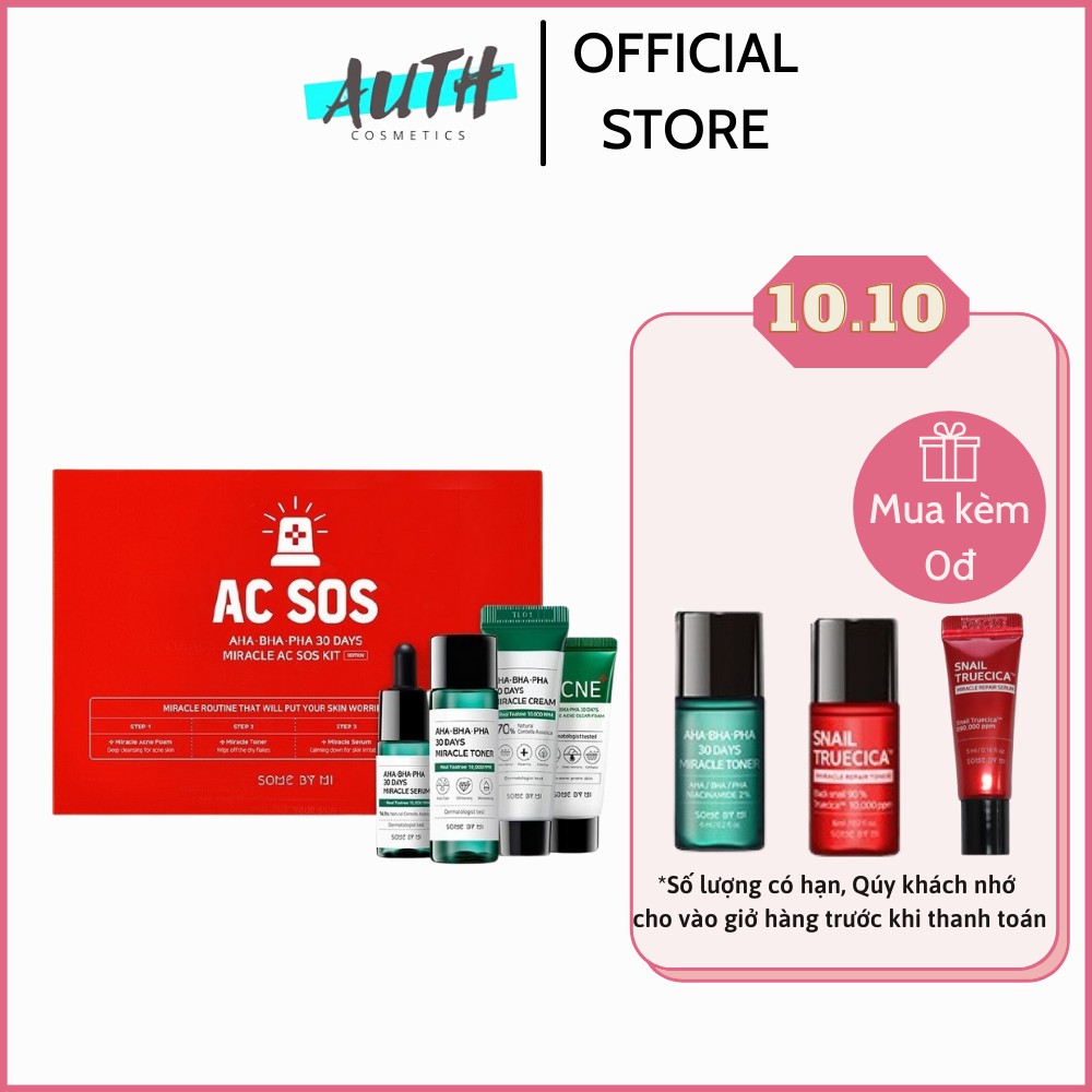 Kit Mỹ Phẩm Giảm Mụn Kiềm Dầu MOON21 Some By Mi AHA-BHA-PHA 30 Days Miracle Travel S.O.S 4 món Auth Hàn Quốc